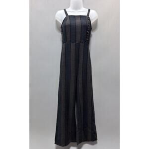 Urban Romantics Jumpsuit Romper Womens M Striped Linen Blend Wide Leg Sleeveless